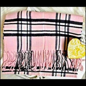 Pink Plaid Cashmere Scarf